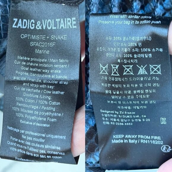 ZADIG & VOLTAIRE Optimiste snake leather crossbody bag - Picture 15 of 16